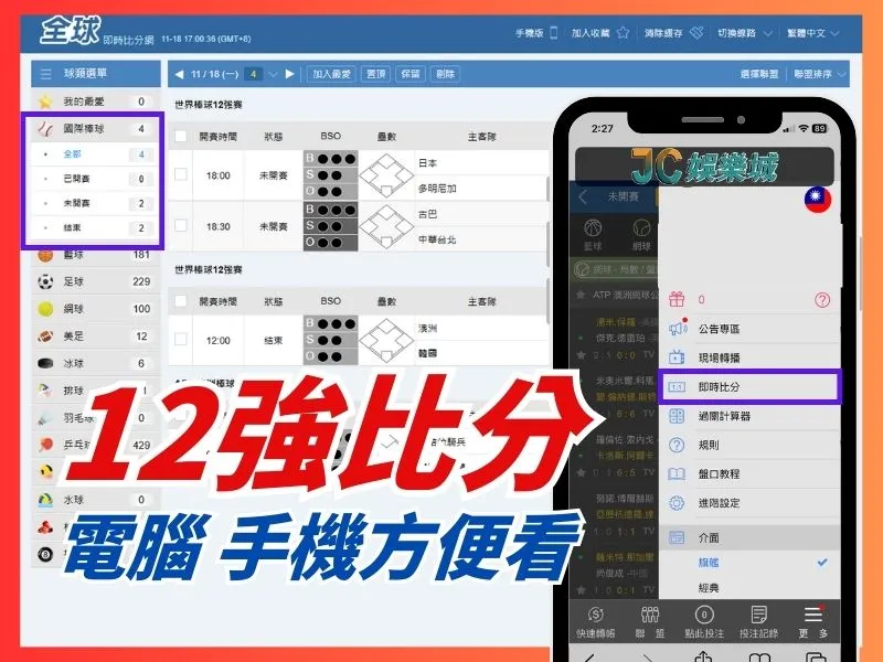 免費12強即時比分